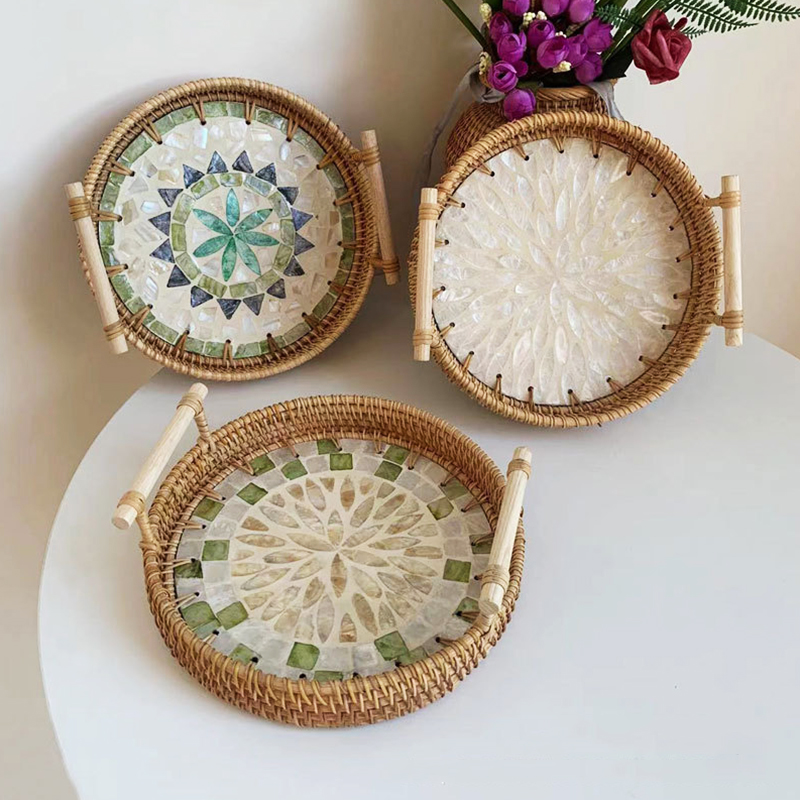 Rattan Tray Handle - صينية منسوجة مصنوعة يدويًا من الراتان