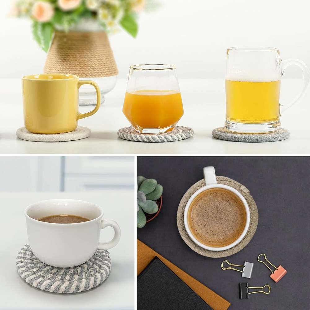 Woven Basket Set - قواعد أكواب للشرب من ABLQ، مجموعة