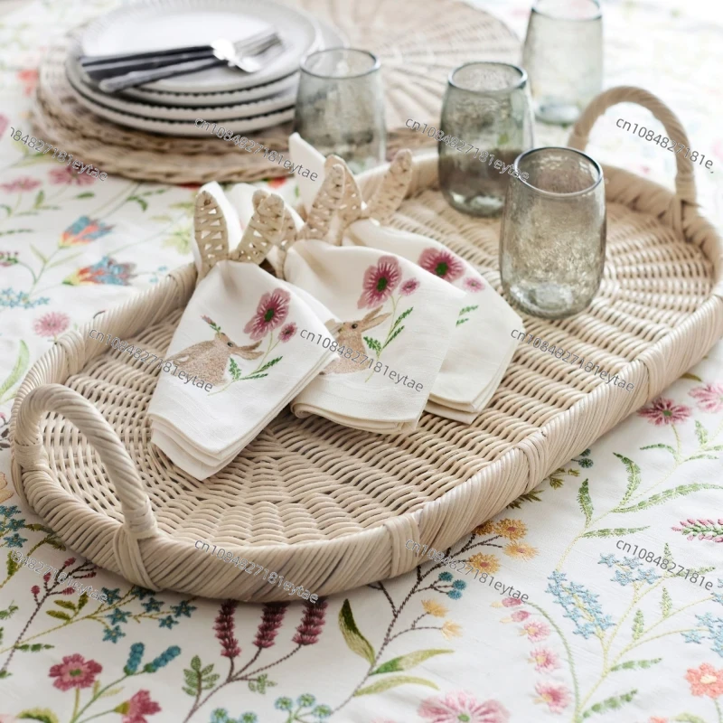 Rattan Tray Handle - صينية ديكور من الخيزران، صينية منسوجة