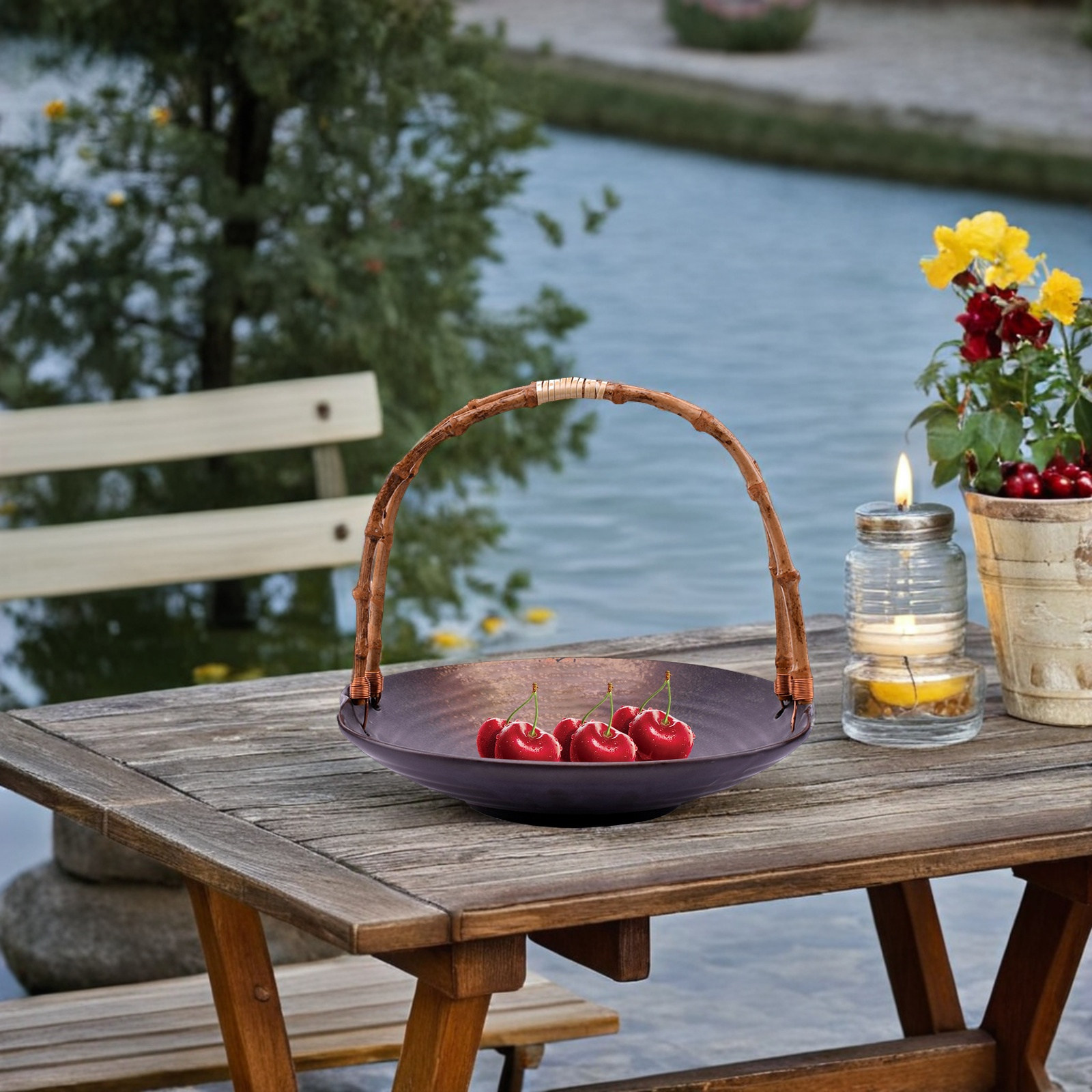 Rattan Tray Handle - صينية تقديم من الخيزران والقش مع