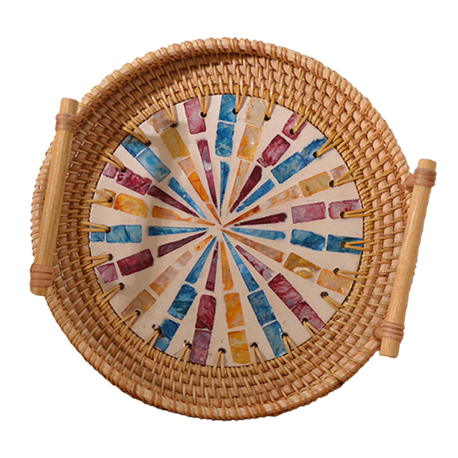 صينية منسوجة دائرية متعددة الا - مراجعة Rattan Tray Handle وسعره