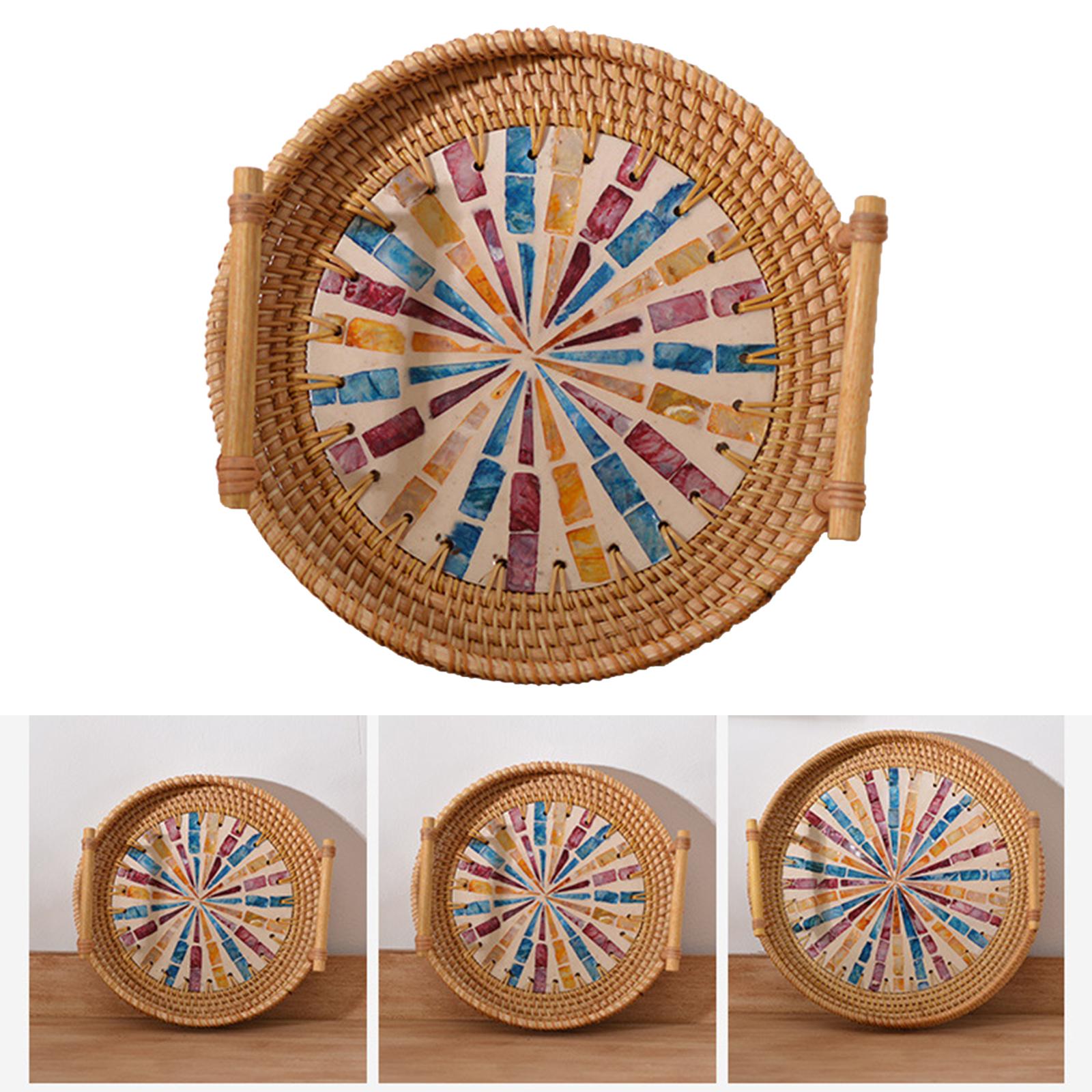 صينية منسوجة دائرية متعددة الا - مراجعة Rattan Tray Handle وسعره