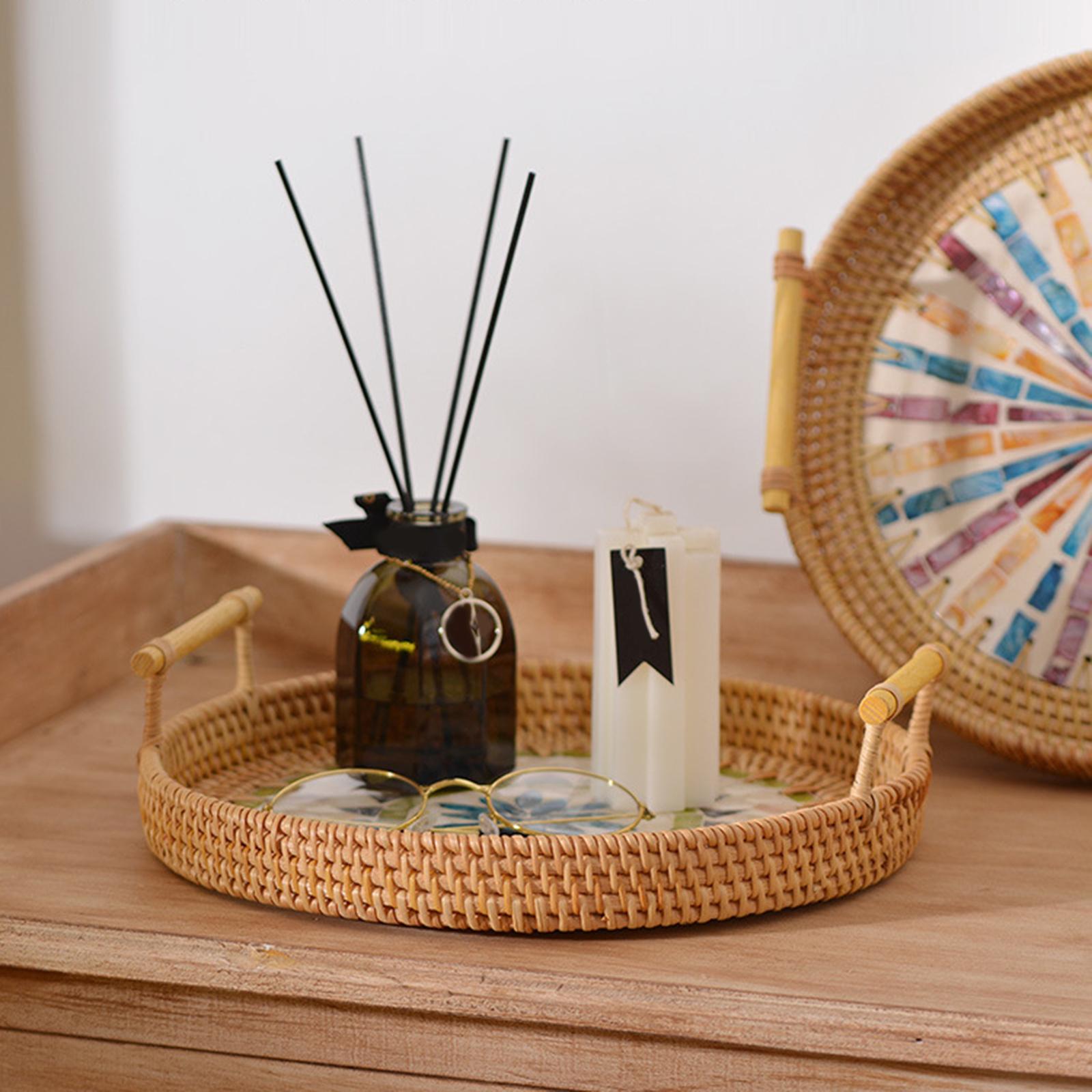 صينية منسوجة دائرية متعددة الا - مراجعة Rattan Tray Handle وسعره