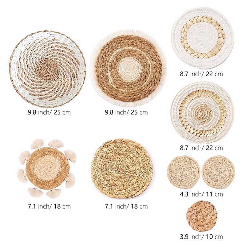 مجموعة من 9 سلال جدارية بوهيمي - مراجعة Woven Basket Set وسعره
