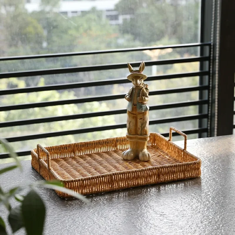 صينية تخزين بلاستيكية مع مقبض  - مراجعة Rattan Tray Handle وسعره