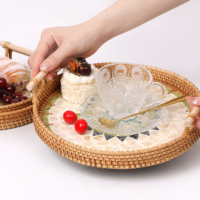 صينية منسوجة مصنوعة يدويًا من  - مراجعة Rattan Tray Handle وسعره
