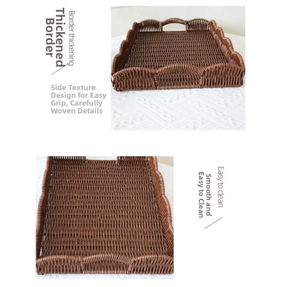 صينية تخزين منسوجة من الراتان  - مراجعة Rattan Tray Handle وسعره