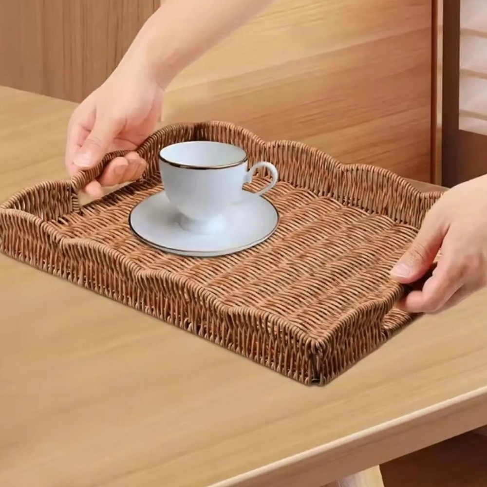 صينية تخزين منسوجة من الراتان  - مراجعة Rattan Tray Handle وسعره