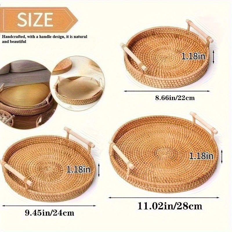 صينية مستديرة مصنوعة يدويًا من - مراجعة Rattan Tray Handle وسعره