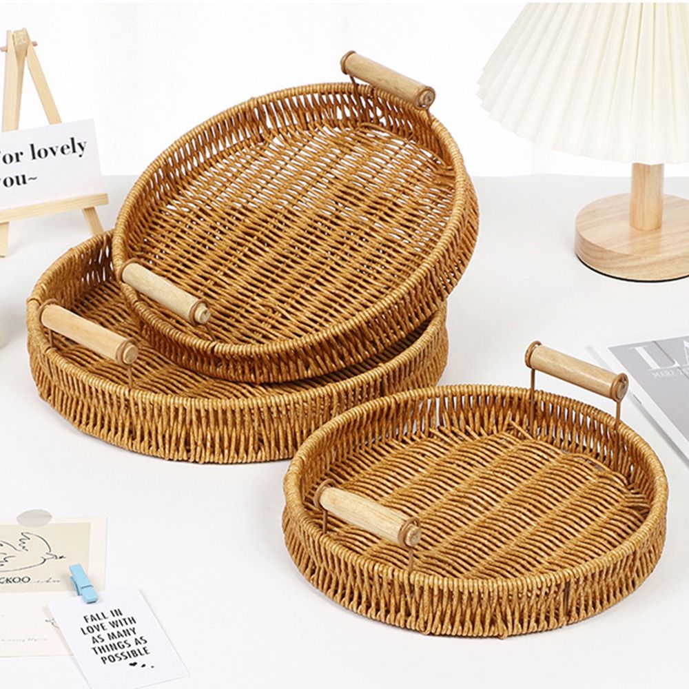 صينية تخزين طعام منسوجة يدويًا - مراجعة Rattan Tray Handle وسعره