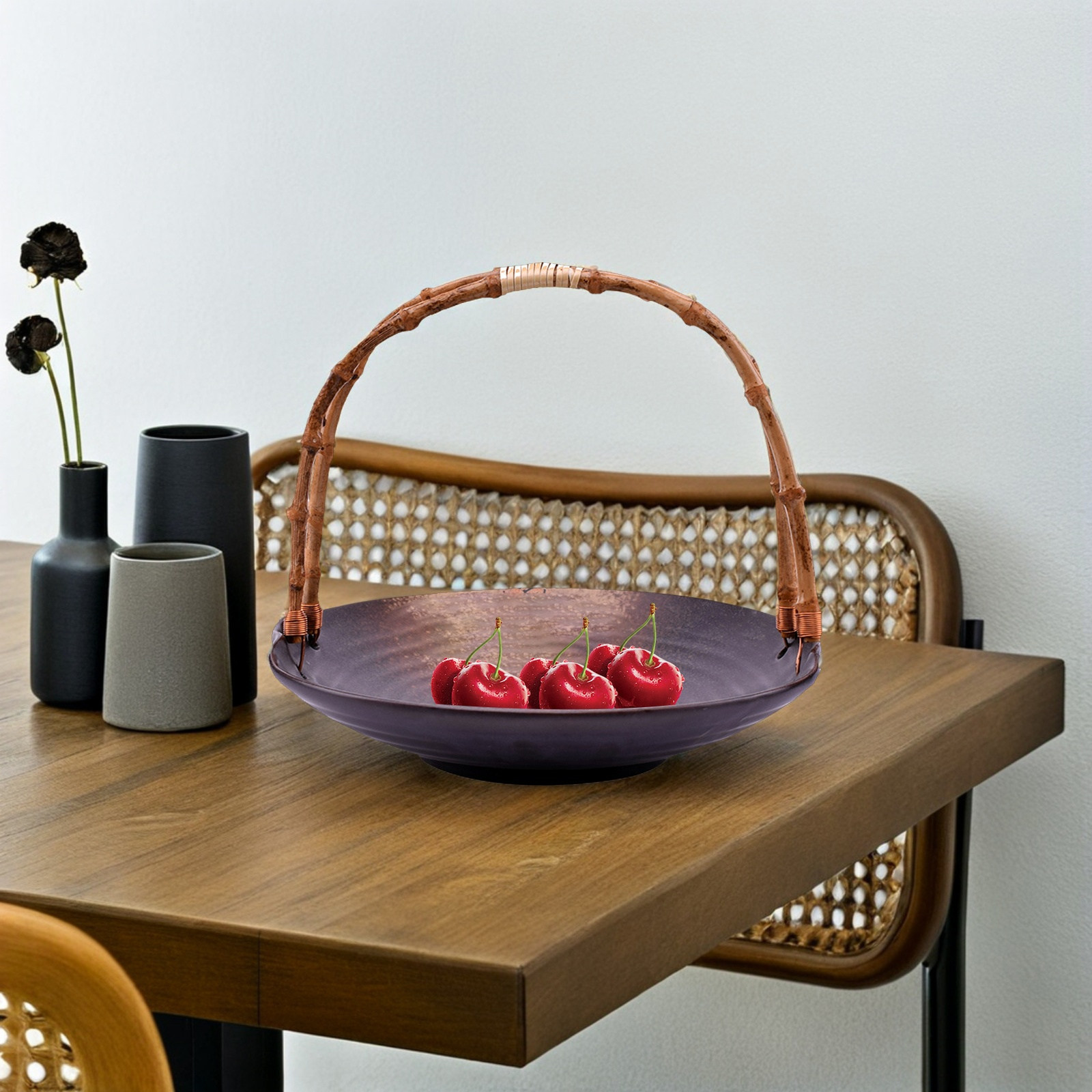 صينية تقديم من الخيزران والقش  - مراجعة Rattan Tray Handle وسعره
