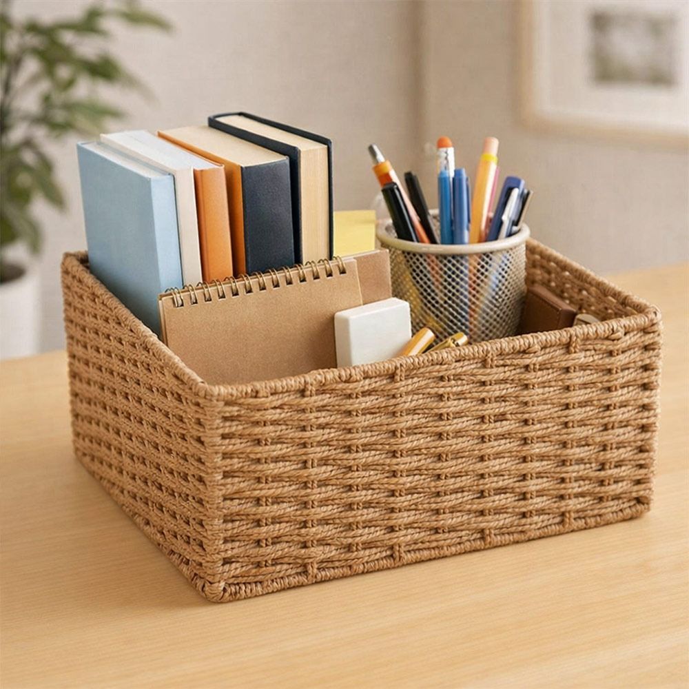 سلة تخزين منسوجة جديدة كبيرة ا - مراجعة Woven Basket Set وسعره