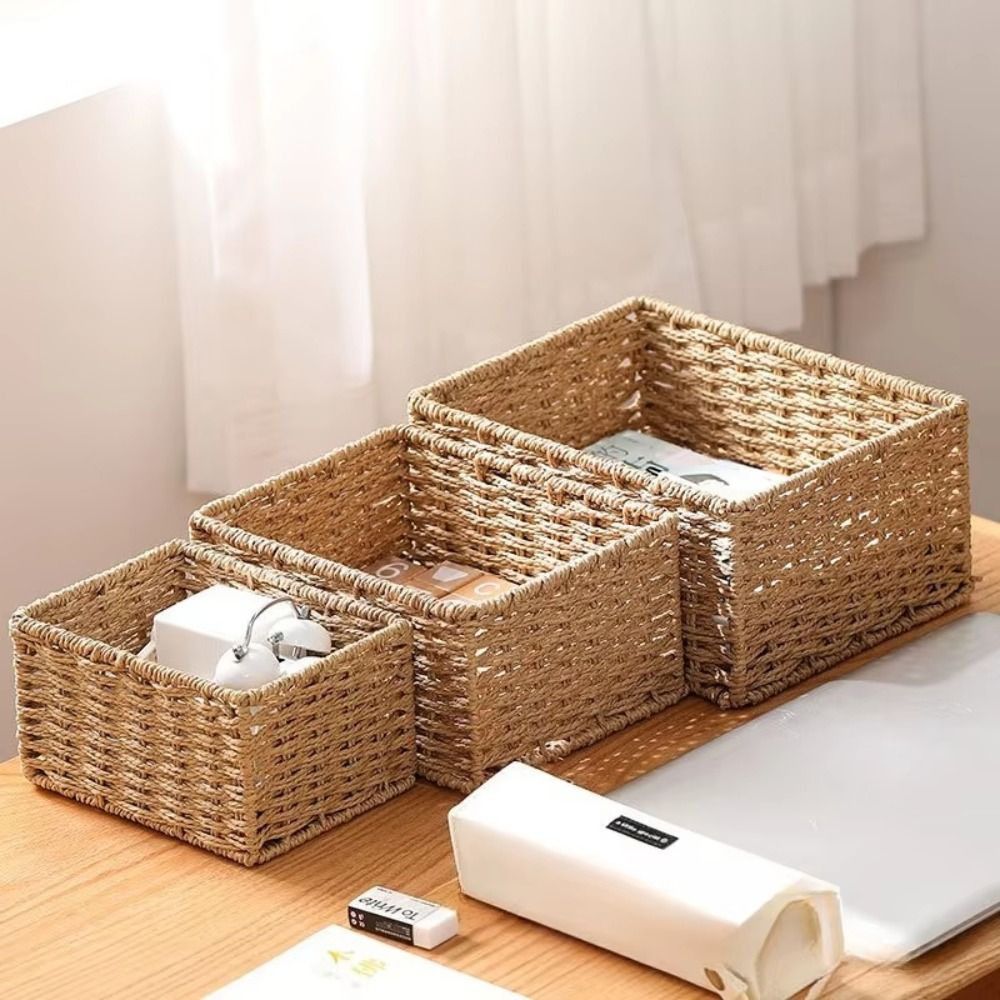 سلة تخزين منسوجة جديدة كبيرة ا - مراجعة Woven Basket Set وسعره